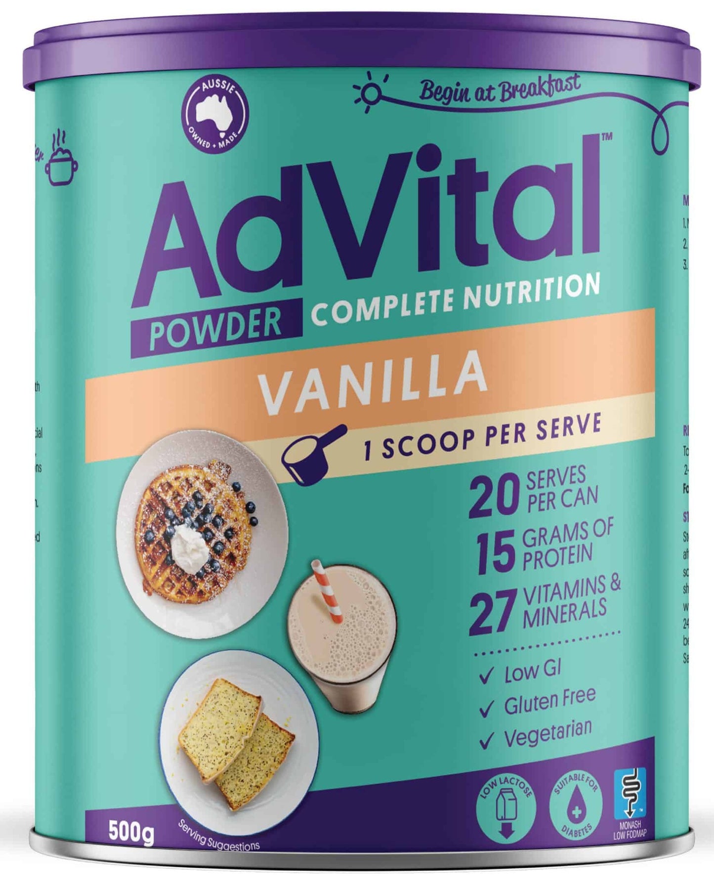 Flavour Creations Advital Nutritionally Complete Vanilla Powder - 500g