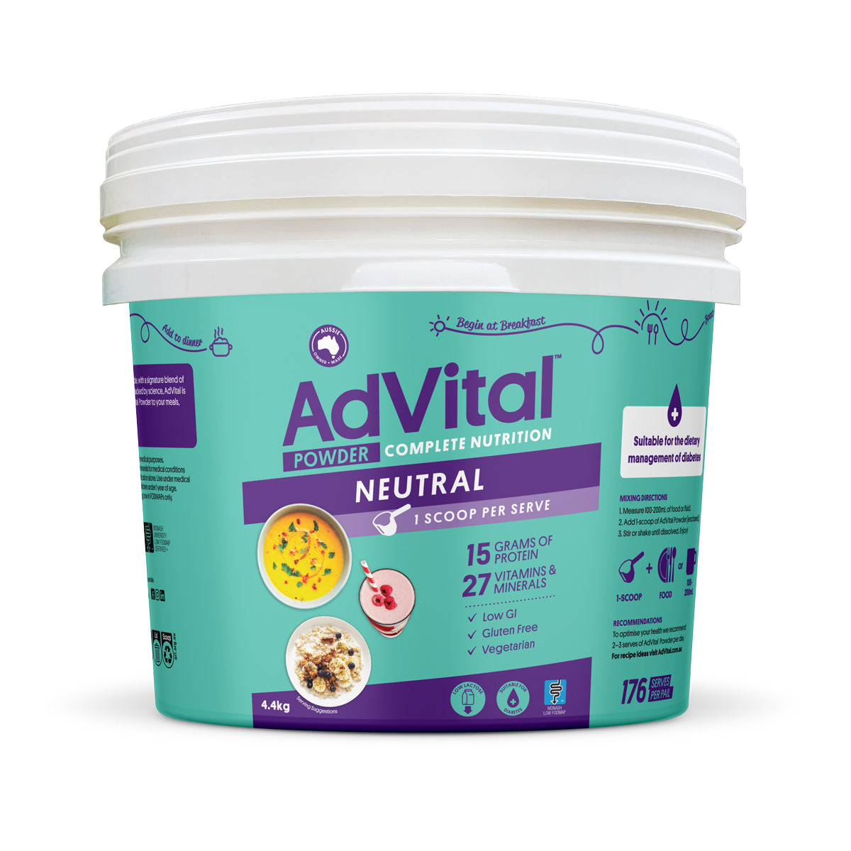 Flavour Creations Advital Nutritionally Complete Neutral Powder - 500g / 4.4kg