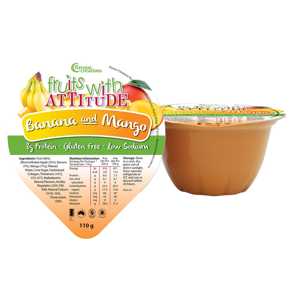 Flavour Creations Banana and Mango Pureed Fruits With Attitude - 110g